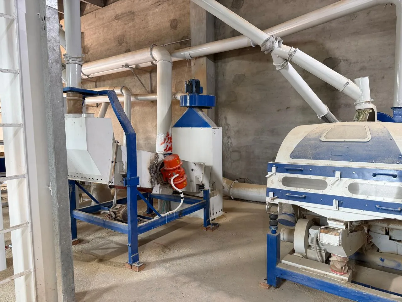 Close view of machinery at Eagle Rice Mills