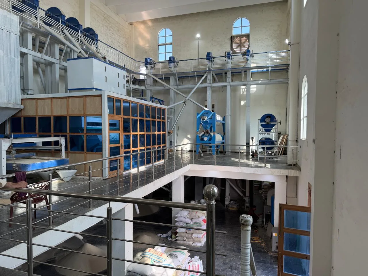 Machinery floor and processing lines inside Eagle Rice Mills